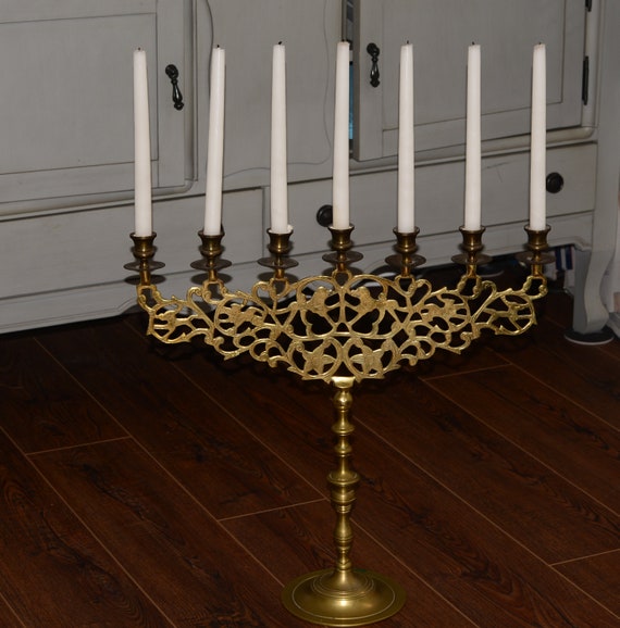 7 Branch Solid Brass Candelabra Candle Holder Juaic Lions massive 20 inches tall and 20 inches wide. Solid Brass Very Heavy