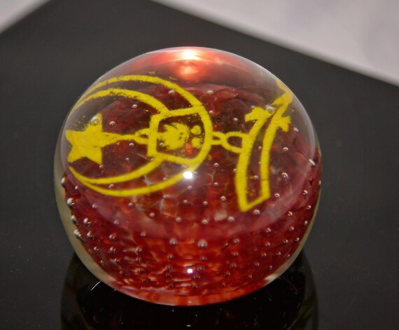 Vintage Masonic Paperweight Shriners fraternal Organization Blown Glass Paperweight