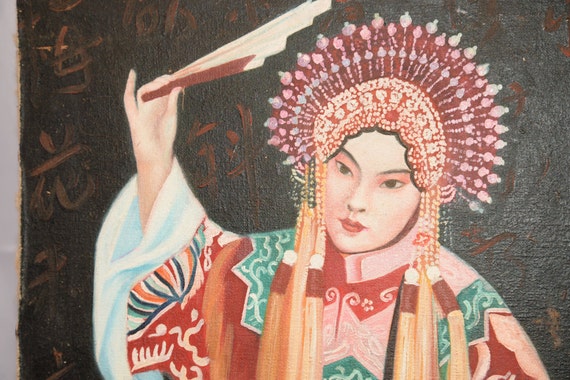 Vintage Chinese Tibetan Painting Canvas Chinese Traditional Dancer Cultural Revolution