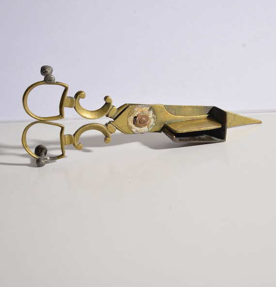 Vintage Brass Candle Snuffer Wick Trimmers Scissors Solid Brass