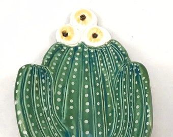 Saguaro plate, saguaro spoon rest, Ceramic saguaro, saguaro pottery, Robin Chlad, handmade cactus plate, kitchen decor, Southwest accent,