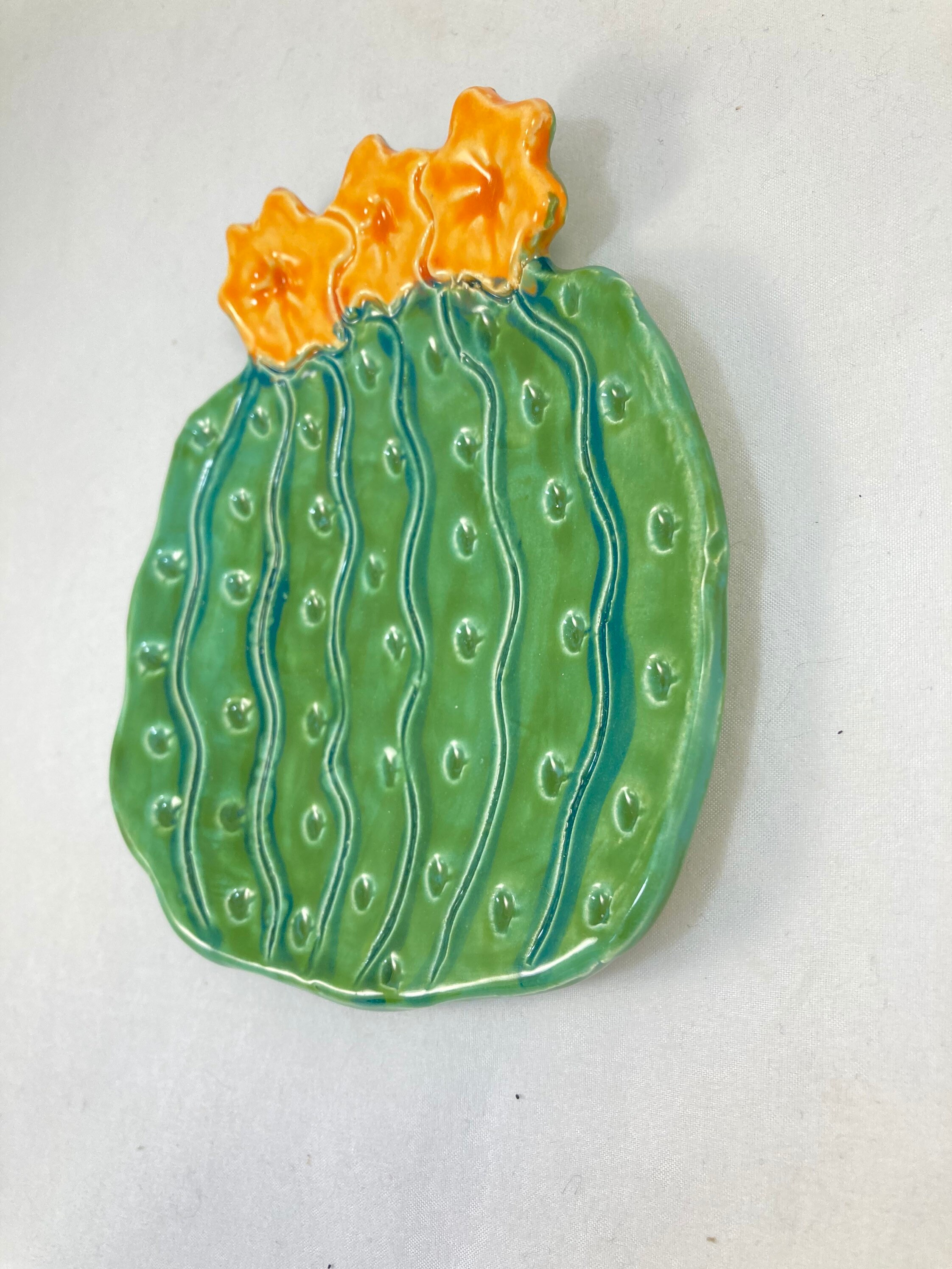 Cactus plate barrel cactus pottery platter plate spoon Etsy.de