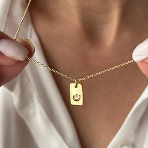 Coffee Label Pendant, Coffee Necklace, 14K Gold Coffee Tag Pendant, Latte Pendant, Gift For Baristas,  Gift For Her