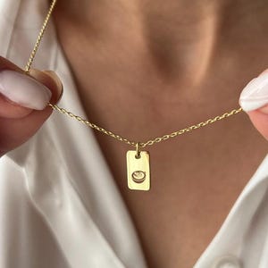 Coffee Label Pendant, Coffee Necklace, 14K Gold Coffee Tag Pendant, Latte Pendant, Gift For Baristas,  Gift For Her