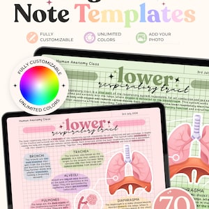 Pastel Cute Landscape Digital Notes Template PDF – Customizable, Unlimited Colors, Back to School