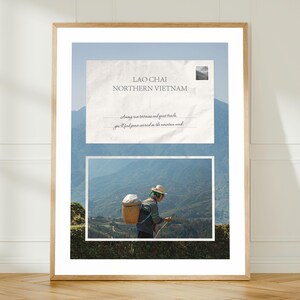 Impressão de cartão postal de Sapa, Vietnã, arte da aldeia montanhosa de Lao Chai, pôster de fotografia de viagem, decoração de parede do Sudeste Asiático, presente de natureza pacífica