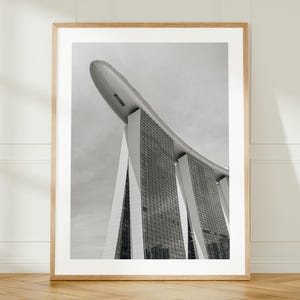 Black and White Art, Singapore Poster, Architecture Inspired Wall Art, Travel Photography, Minimal Decor Gift for Design and Travel Lovers