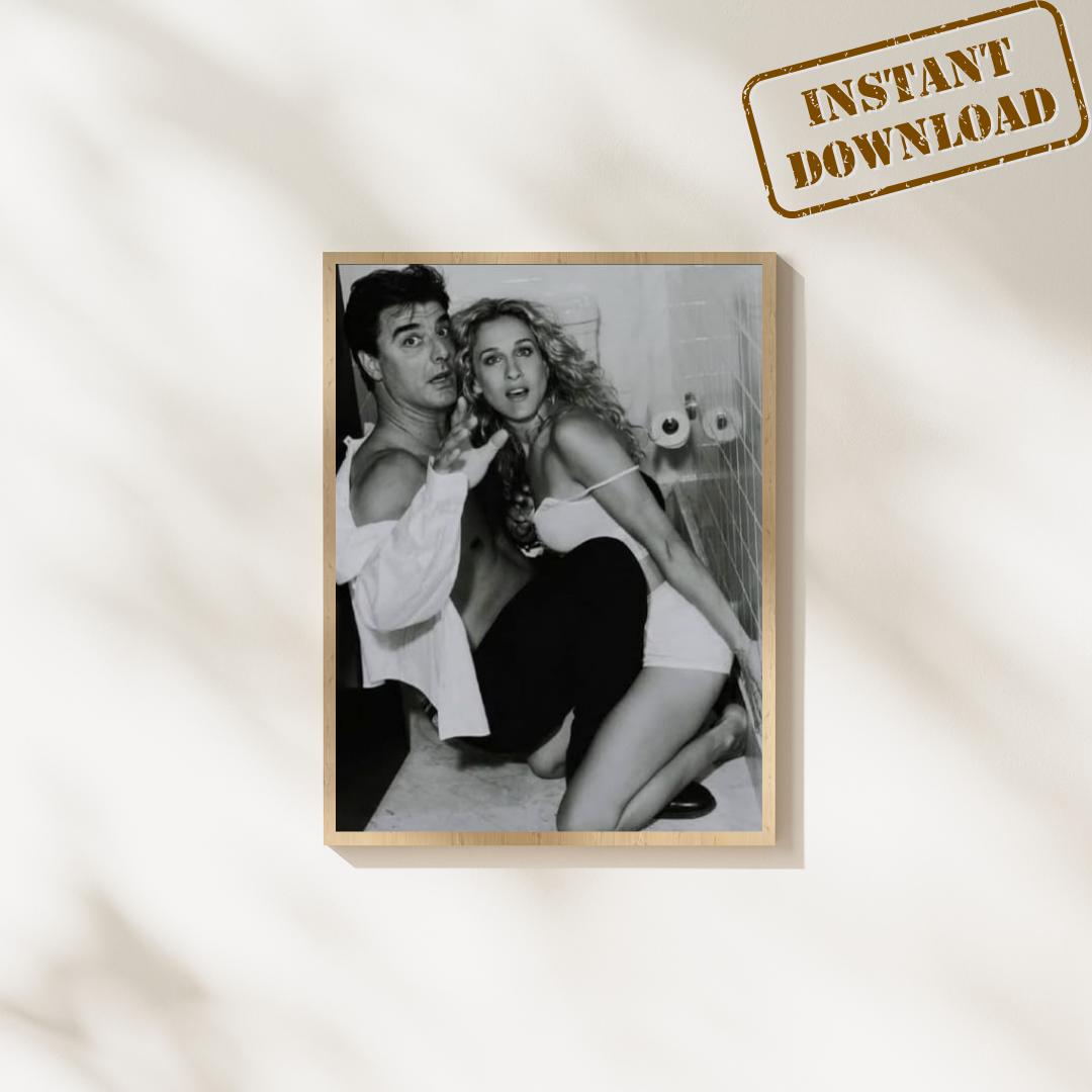 Tableau Carrie Bradshaw & Mr Big - Impression Sur Toile 60x90 Cm - Décoration Murale Salon, Chambre