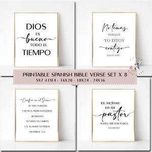 Printable Spanish Bible Verse Set, Spanish Bible Verse Wall Art, Se Fuerte y Valiente, Isaías 41 10, Mateo 28 20, Bundle