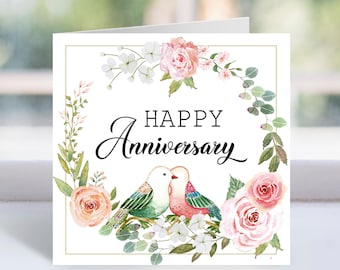 Tarjeta De Aniversario De Boda Con Marco Floral | Vector Gratis