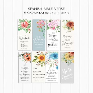 Marque-pages bibliques espagnols, signets imprimables lot de 8, 7 x 2,5 pouces, marque-pages espagnols inspiration art journal, ensembles de versets bibliques espagnols