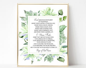 St Francis Peace Prayer, Printable Wall Art, Make Me An Instrument of Your Peace Print, St Francis Assisi, Peace Prayer Print