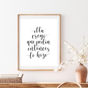 Ella creyó que podía entonces lo hizo, impressões de citações de incentivo espanhol, pôster motivacional espanhol, cartão de formatura espanhol, para impressão