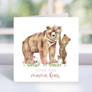 Biglietto d'auguri per la festa della mamma di Mamma Orsa, biglietto d'auguri per la festa della mamma, biglietto d'auguri stampabile per la festa della mamma