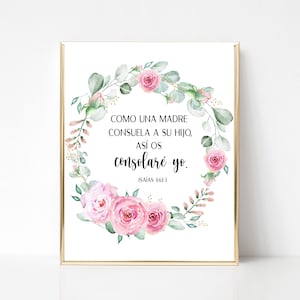 Isaías 66:13, Como una madre consuela a su hijo, Spanish Christian Mother's Day Gift, Spanish Bible Verse Wall Art, Printable