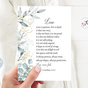 Christian Love Card Printable | 1 Corinthians 13:4-8 | Love Is Patient | Wedding Anniversary