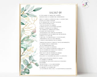 Salmo 91 druckbare Kunst | Spanische Bibel Vers Dekor | Christliche Heimat