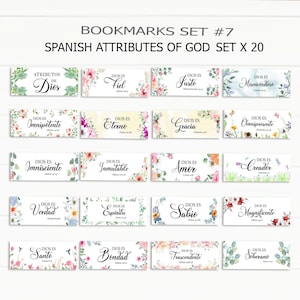 Signets espagnols Attribut de Dieu, signets Los Atributos de Dios, signets espagnols imprimables, cartes bibliques espagnoles
