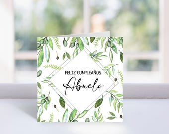 Printable Feliz Cumpleaños Abuelo, Birthday Card for Grandpa in Spanish, Birthday Card, Watercolor Card, Spanish father card, Abuelo Card