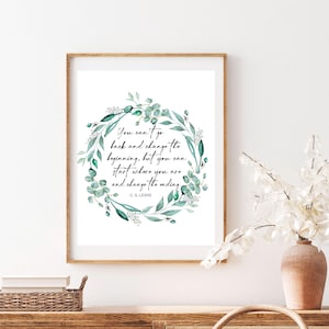 C.S. Lewis Quote Printable Wall Art – You Can’t Go Back and Change the Beginning – Recovery Gift, Sobriety Decor, Encouragement Print