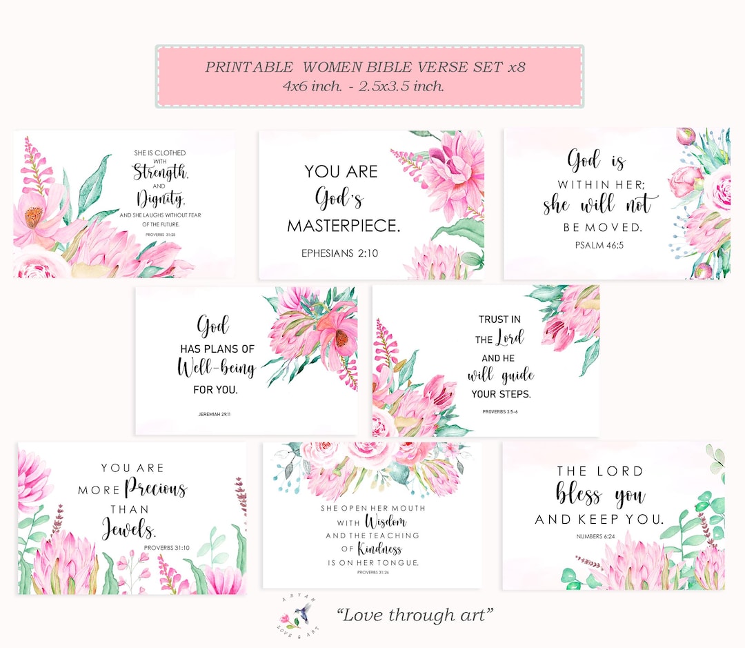 Printable Bible Verse Cards for Women | Christian Scripture Postcards ...