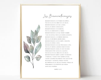 Spanish Bible Verse Print, Las Bienaventuranzas (Digital Download)