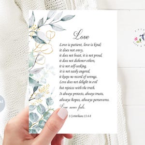 Christian Love Card Printable | 1 Corinthians 13:4-8 | Love Is Patient | Wedding Anniversary