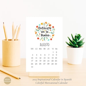 Printable 2025 Spanish Quote Calendar, Spanish Quote Desk Calendar, Motivational OfficePlanner, 4x6 calendar, Calendario Motivacional 2025