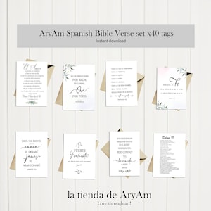 40 Spanische Bibel Vers Tags, Spanische Bibel Vers Typografie, 3,50 "x 2,50" Inspirationskarten, Druckbare Spanische Bibel Verse