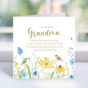 To the Best Grandma Card - Printable Grandmother Card with Message - Mother&#39;s Day Card for Grandma - Grandma Birthday Digital Card