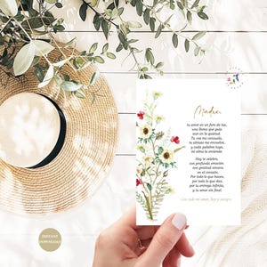 Spanish Poem Card for Mom – Printable Poema para Mamá – Gift from Daughter – Birthday or Any Occasion