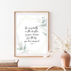 Go Confidently in the Direction of Your Dreams,  Printable, Inspirational Gift, Henry David Thoreau Wall Art,  Graduation, Literary Poster