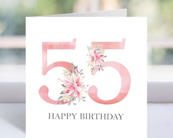 Tarjeta de 55 cumpleaños, IMPRIMIBLE, Tarjeta de 55 cumpleaños imprimible, Tarjeta de 55 cumpleaños en español, Tarjeta de 55 cumpleaños personalizada