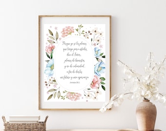 Spanish Bible Verse Printable – Jeremías 29:11 Christian Wall Art Digital Download