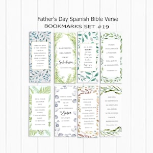 Signets de la Bible en espagnol, imprimables 8, 7 x 2,5 pouces, signets pour le journal d&#39;art, vers de la Bible en espagnol pour la fête des pères