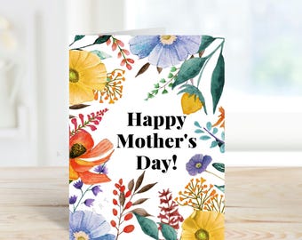Printable Mother’s Day Card, Card For Mom,  Mother's Day Card, Happy Mother’s Day, Floral Mother’s Day Card, PRINTABLE CARD