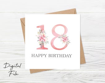 18th Birthday Card, 18th Birthday Card Printable, Spanish 18th Birthday Card, Personalised 18st Birthday Card