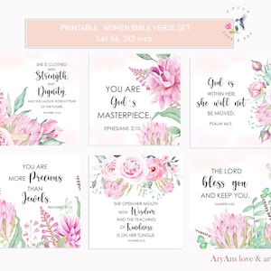Druckbare Schriftkarten Set x6, Muttertagsbibelkarten, Frauenbibelverse-Tags, Bibelverskarten