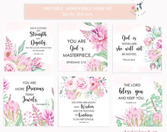 Printable Scripture Cards set x6, Mother's Day Bible  Cards, Women Bible Verses Tags, Bible Verse Cards