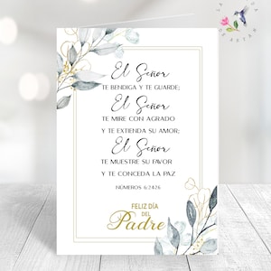 Tarjeta bíblica para papá, tarjeta para el Día del Padre, Números 6:24-26, Feliz día del padre, tarjeta imprimible.