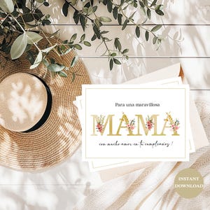 Printable Feliz Cumpleaños Mamá Card, Happy Birthday Card, Watercolor Floral, Instant Download, Spanish Greeting Card, Mother