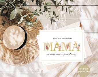 Feliz Cumpleaños Mamá Card | Spanish Floral Birthday Card | Watercolor Design (Digital Download)