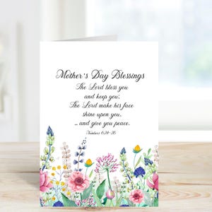 Tarjeta bíblica para mamá, tarjeta bíblica para el Día de la Madre, Números 6:24-26, Feliz Día de la Madre, tarjeta imprimible