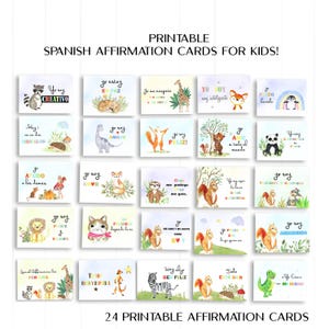 Affermazioni spagnole per bambini, carte di positività in spagnolo, carte motivazionali in spagnolo, affermazioni quotidiane in spagnolo, stampabili