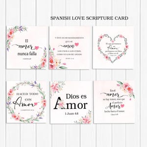 Set de 6 tarjetas de las Sagradas Escrituras, tarjetas del Amor de Dios en español, tarjetas con versículos bíblicos de San Valentín en español, tarjetas de San Valentín con versículos bíblicos en español