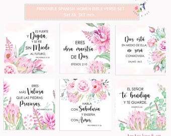 Set de Tarjetas Bíblicas para Mujer – Imprimible en Español – Regalo Cristiano