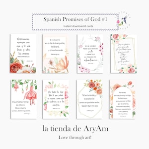 Set di 8 promesse di Dio in spagnolo, Promesse di Dio, Versetto biblico sulle donne spagnole, Versetto biblico in spagnolo, Festa della mamma in spagnolo, Regalo per donna spagnola
