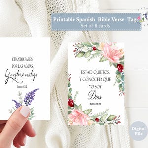 Spanische Bibelvers-Tags - Druckbares Set mit 8 Schriftkarten - Christlicher digitaler Download - Ermutigungsgeschenk - AryAm