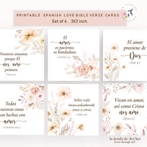 Tarjetas Bíblicas de Amor en Español – Versículos Cristianos para Imprimir, Set de 6