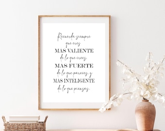 Recuerda siempre, Spanis Always remember, Spanish Inspirational Quotes Prints, Spanish Motivational Poster, Printable, Spanish Nursery Art